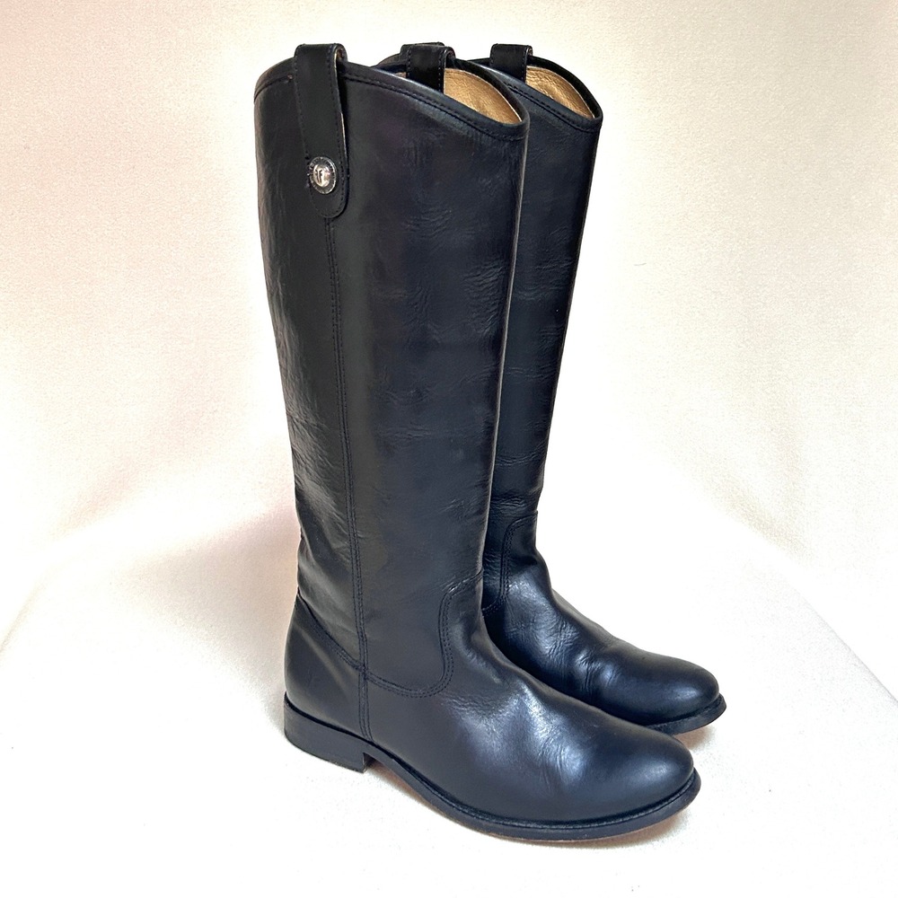 Frye Melissa Button Boots Womens 7.5B Black Leather Tall Riding 77167